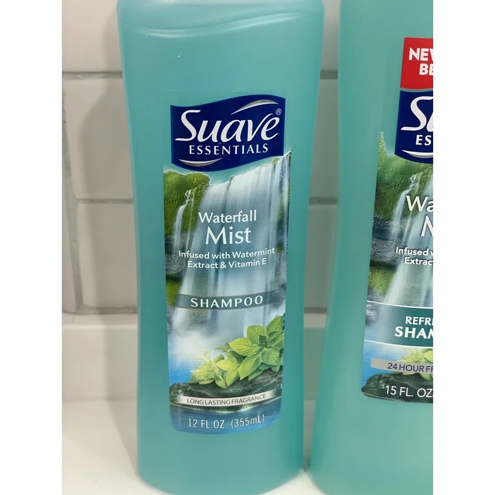 Lot of 2 Suave‎ Essentials Waterfall Mist Refreshing Shampoo 12 oz + 15 oz New